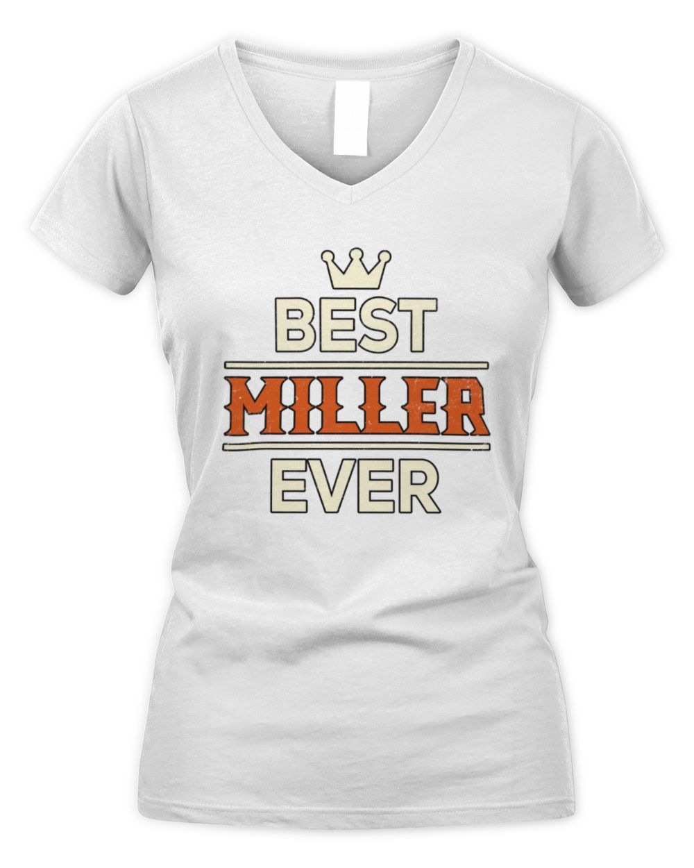 Best Your Name With Crown Shirt MILLER M1-59 / Women's V-Neck T-Shirt / white