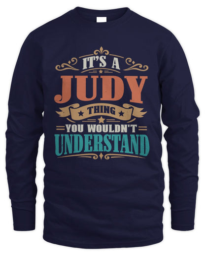 It’s a Name Thing Personalized Retro T-Shirt JUDY M1-47 / Men's Long Sleeved T-Shirt / navy