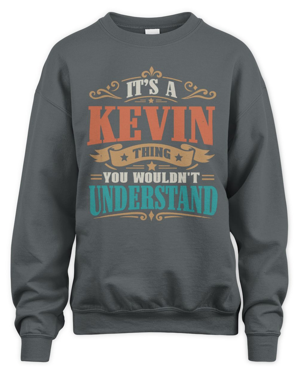 It’s a Name Thing Personalized Retro T-Shirt KEVIN M1-47 / Unisex Sweatshirt / charcoal