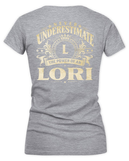 Never Underestimate Your Name Luxury Logo Shirt LORI M1-63 / Women's V-Neck T-Shirt / sport grey