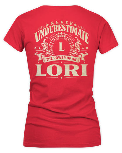 Never Underestimate Your Name Luxury Logo Shirt LORI M1-63 / Women's V-Neck T-Shirt / red
