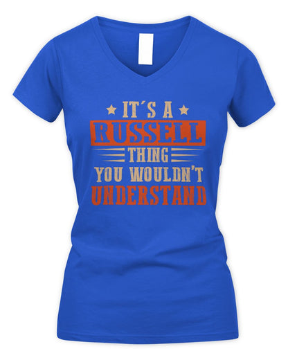 It's a Name Thing Personalized Funny Shirt RUSSELL M1-51 / Women's V-Neck T-Shirt / royal