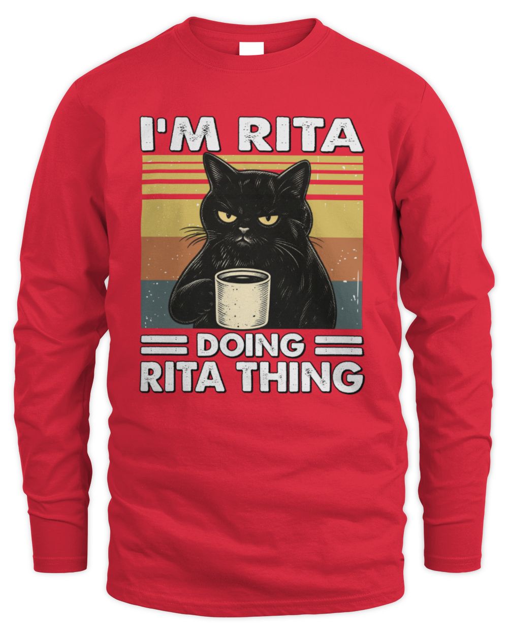 I'm Name Doing Name Thing Grumpy Black Cat Shirt RITA M1-79 / Men's Long Sleeved T-Shirt / red