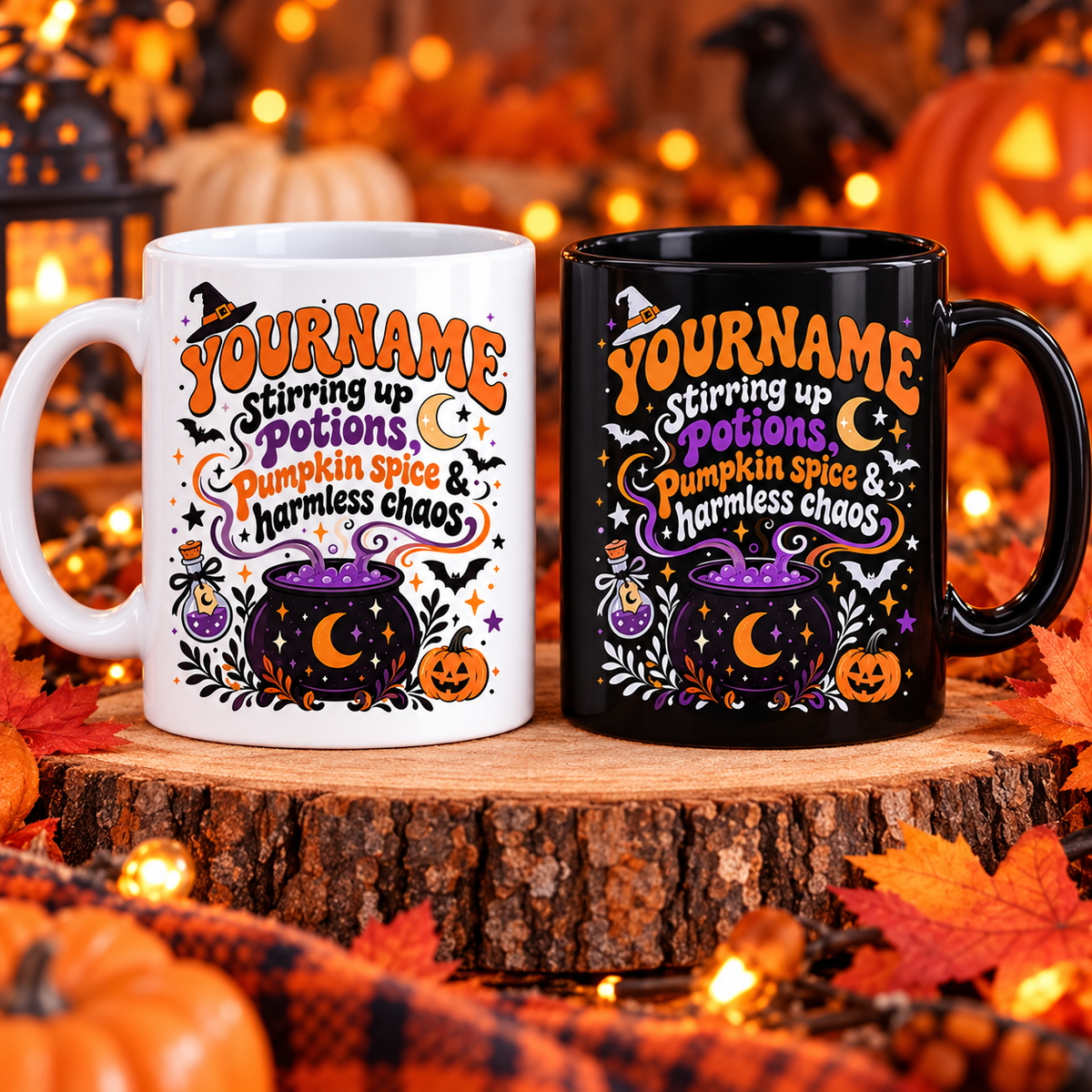 Your Name Strring Up Potions, Pumpkin Spice & Harmless Chaos - Personalized Mug