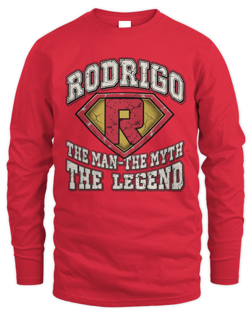 The Man The Myth The Legend Superman Graphic T-Shirt RODRIGO M1-74 / Men's Long Sleeved T-Shirt / red