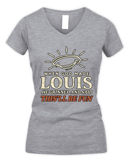 When God Made Your Name Funny Western T-Shirt T-Shirt LOUIS M1-S82 / Women's V-Neck T-Shirt / sport grey
