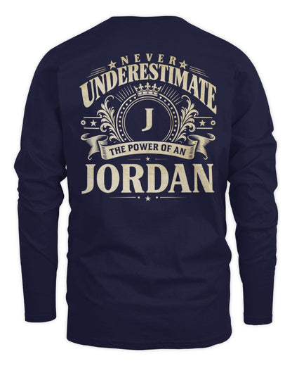 Never Underestimate Your Name Luxury Logo Shirt JORDAN M1-63 / Men's Long Sleeved T-Shirt / navy