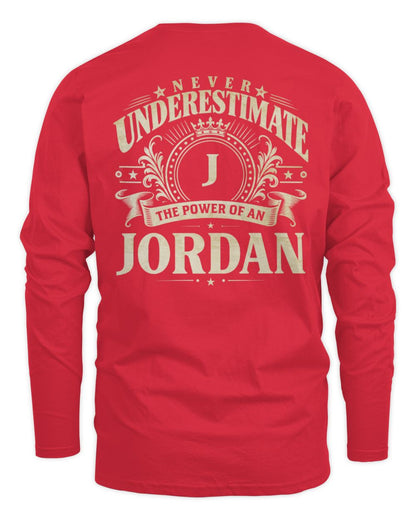 Never Underestimate Your Name Luxury Logo Shirt JORDAN M1-63 / Men's Long Sleeved T-Shirt / red