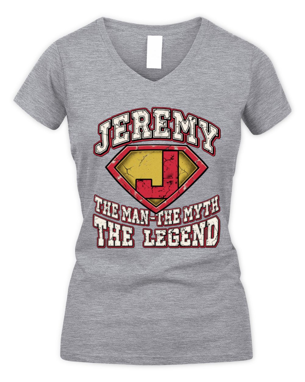 The Man The Myth The Legend Superman Graphic T-Shirt JEREMY M1-74 / Women's V-Neck T-Shirt / sport grey