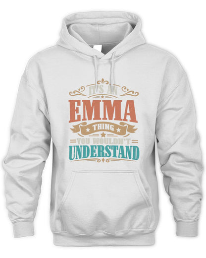 It’s a Name Thing Personalized Retro T-Shirt EMMA M1-47 / Unisex Hoodie / white