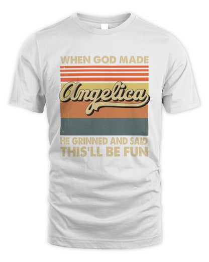 When God Made Your Name He Grinned Vintage T-Shirt ANGELICA M1-55 / Unisex Standard T-Shirt / white