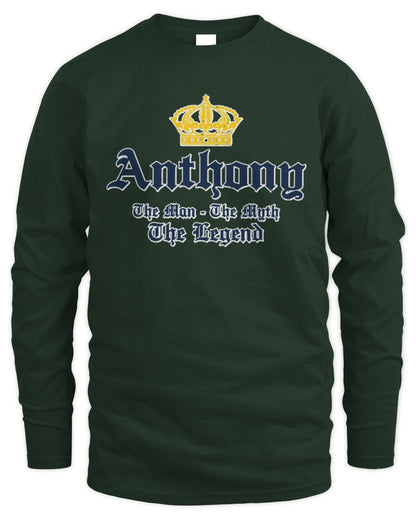 The Man The Myth The Legend Corona Beer T-Shirt ANTHONY M1-S83 / Men's Long Sleeved T-Shirt / forest green