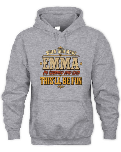 When God Made Your Name Funny Western T-Shirt EMMA M1-81 / Unisex Hoodie / sport grey