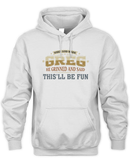 When God Made Your Name Funny Heritage T-Shirt GREG M1-80 / Unisex Hoodie / white