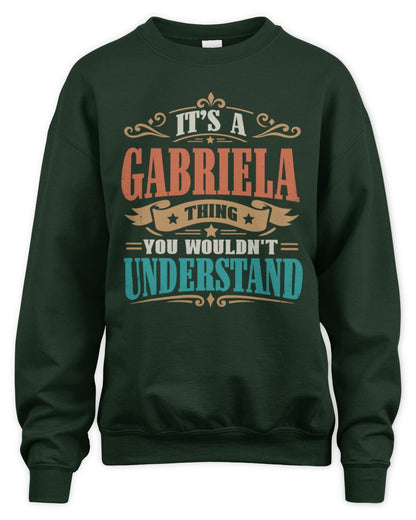 It’s a Name Thing Personalized Retro T-Shirt GABRIELA M1-47 / Unisex Sweatshirt / forest green