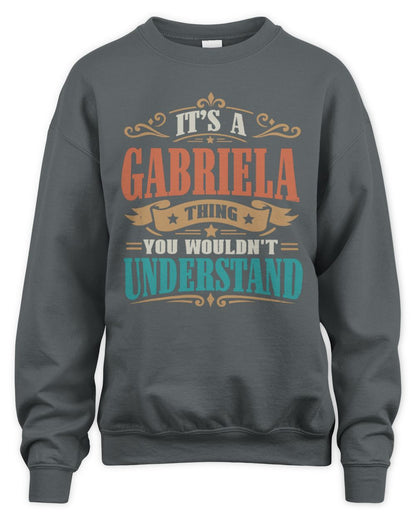 It’s a Name Thing Personalized Retro T-Shirt GABRIELA M1-47 / Unisex Sweatshirt / charcoal