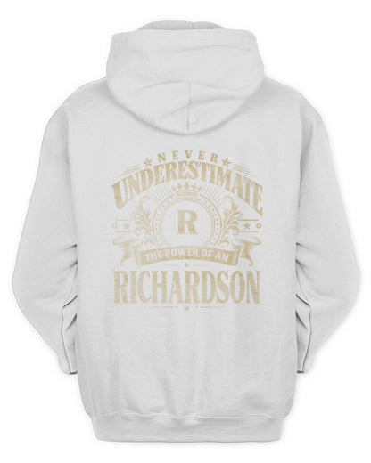 Never Underestimate Your Name Luxury Logo Shirt RICHARDSON M1-63 / Unisex Hoodie / white