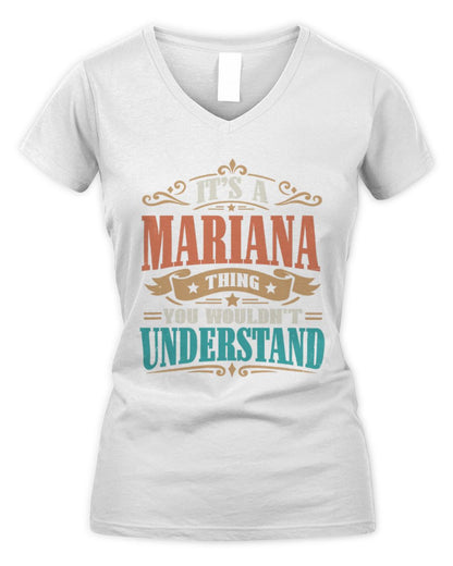 It’s a Name Thing Personalized Retro T-Shirt MARIANA M1-47 / Women's V-Neck T-Shirt / white
