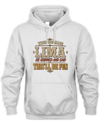 When God Made Your Name Funny Western T-Shirt LIMA M1-81 / Unisex Hoodie / white