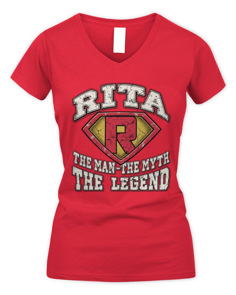 The Man The Myth The Legend Superman Graphic T-Shirt RITA M1-74 / Women's V-Neck T-Shirt / red