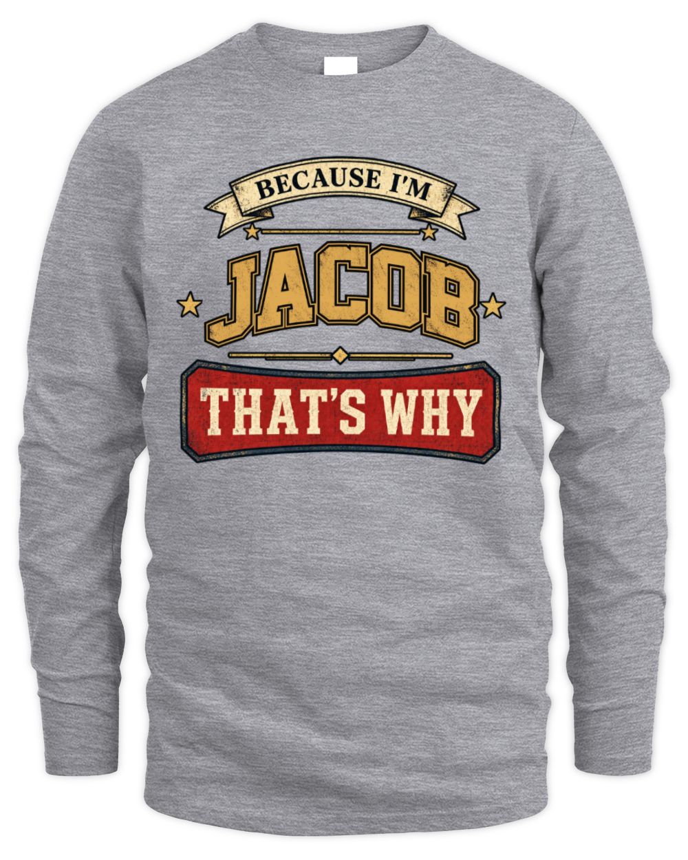 Because I'm Name That's Why Americana T-Shirt JACOB M1-S88 / Men's Long Sleeved T-Shirt / sport grey