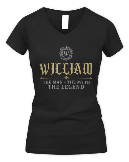 The Man The Myth The Legend Western Shirt WILLIAM M1-78 / Women's V-Neck T-Shirt / black