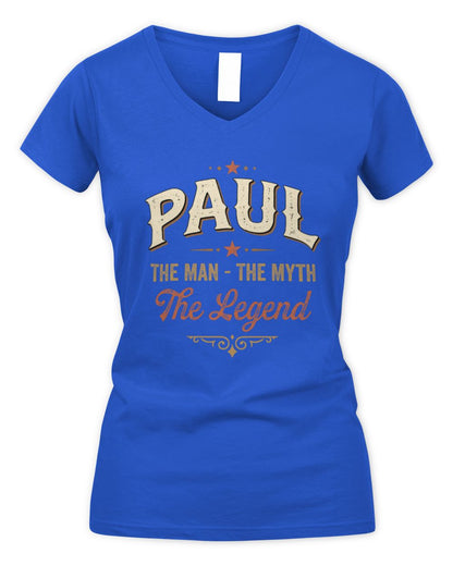 I'm Name I'm Not Rude I Just Have The Balls Funny T-Shirt PAUL M1-77 / Women's V-Neck T-Shirt / royal