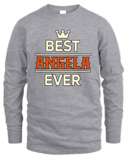 Best Your Name With Crown Shirt ANGELA M1-59 / Men's Long Sleeved T-Shirt / sport grey