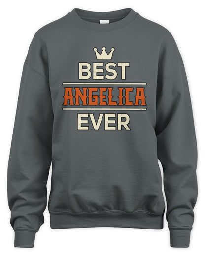 Best Your Name With Crown Shirt ANGELICA M1-59 / Unisex Sweatshirt / charcoal