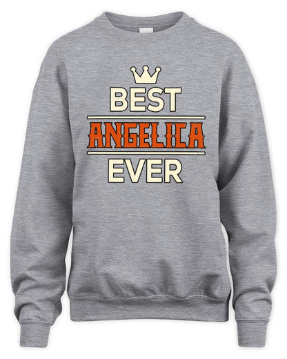 Best Your Name With Crown Shirt ANGELICA M1-59 / Unisex Sweatshirt / sport grey