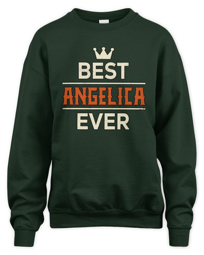 Best Your Name With Crown Shirt ANGELICA M1-59 / Unisex Sweatshirt / forest green