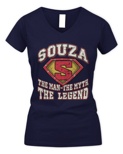 The Man The Myth The Legend Superman Graphic T-Shirt SOUZA M1-74 / Women's V-Neck T-Shirt / navy