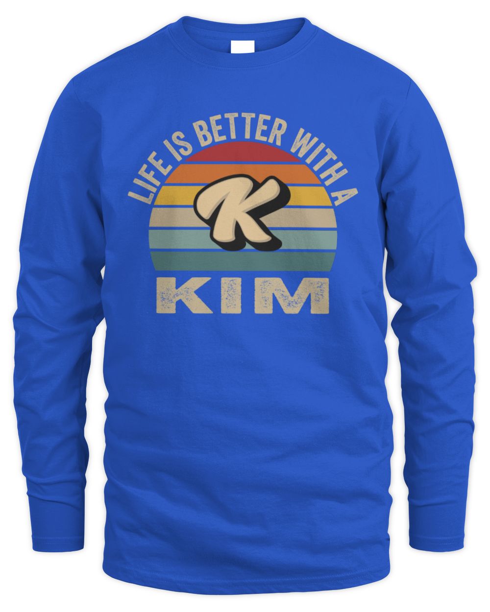 Life Is Better with Name Vintage Sun Shirt KIM M1-50 / Men's Long Sleeved T-Shirt / royal