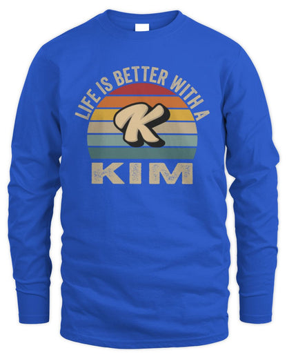 Life Is Better with Name Vintage Sun Shirt KIM M1-50 / Men's Long Sleeved T-Shirt / royal