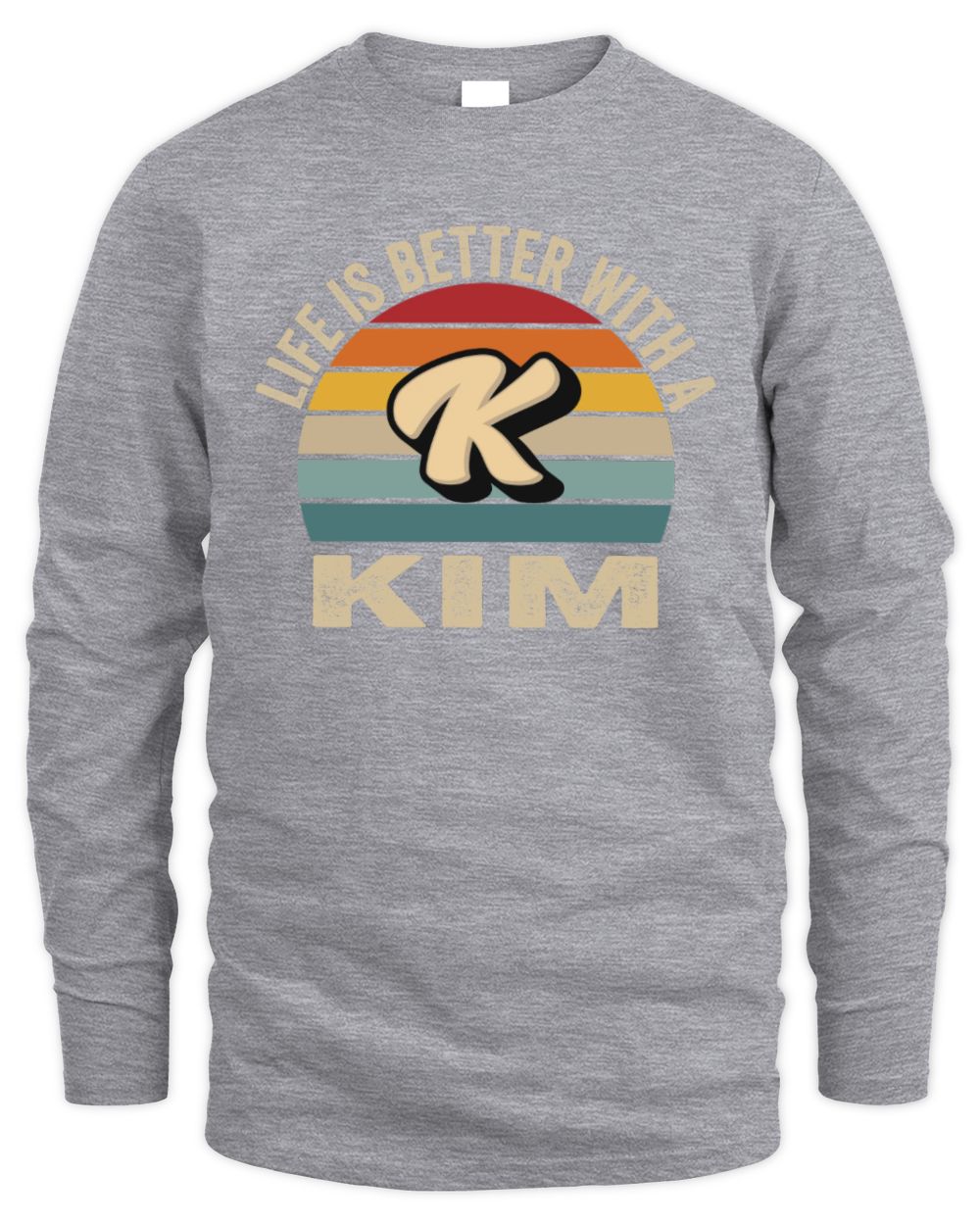 Life Is Better with Name Vintage Sun Shirt KIM M1-50 / Men's Long Sleeved T-Shirt / sport grey