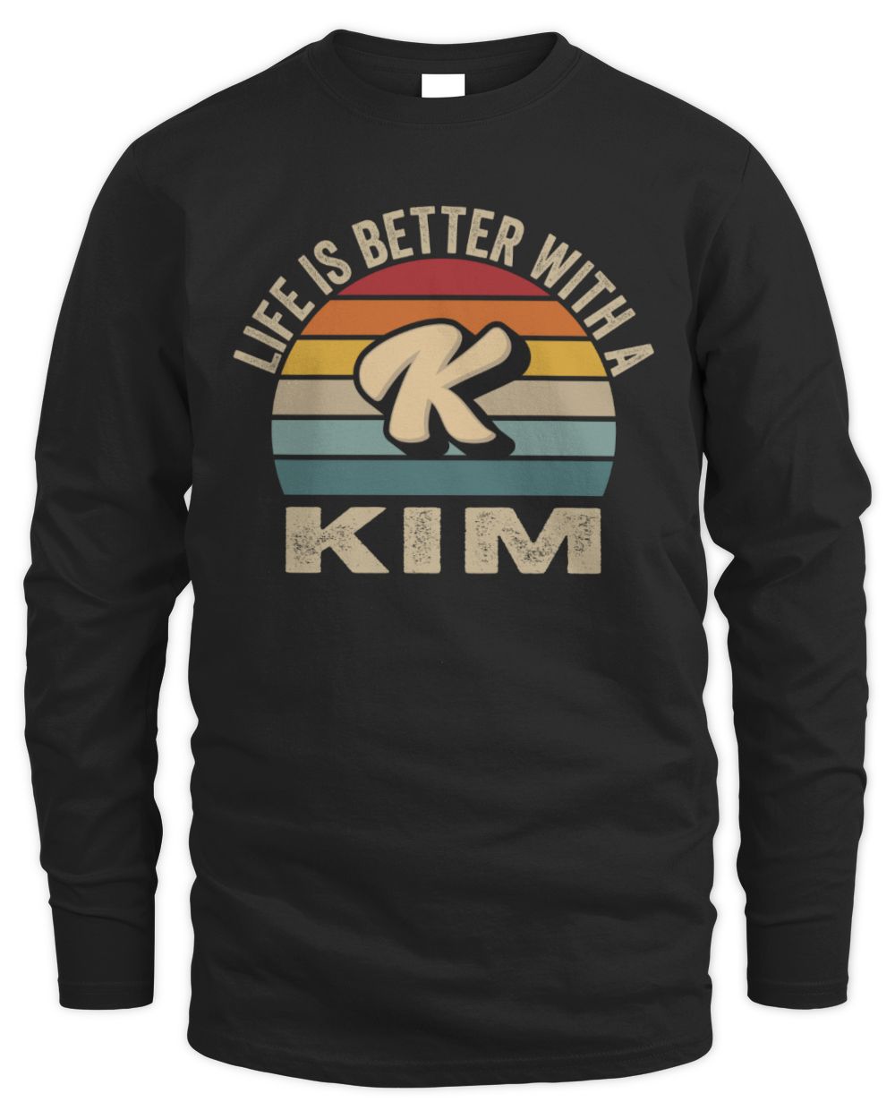 Life Is Better with Name Vintage Sun Shirt KIM M1-50 / Men's Long Sleeved T-Shirt / black