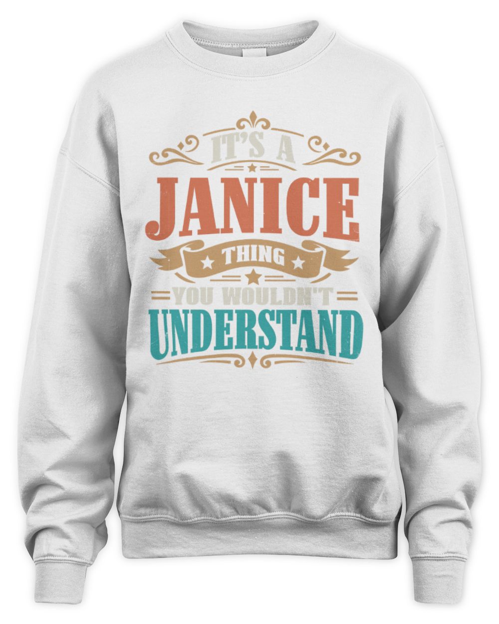 It’s a Name Thing Personalized Retro T-Shirt JANICE M1-47 / Unisex Sweatshirt / white