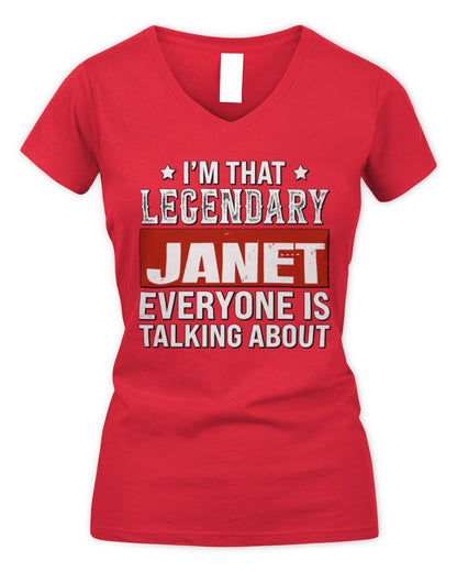 I'm That Legendary Name Everyone Is Talking About Funny Graphic T-Shirt JANET M1-73 / Women's V-Neck T-Shirt / red
