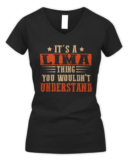 It's a Name Thing Personalized Funny Shirt LIMA M1-51 / Women's V-Neck T-Shirt / black