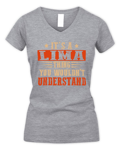 It's a Name Thing Personalized Funny Shirt LIMA M1-51 / Women's V-Neck T-Shirt / sport grey