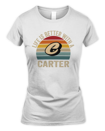 Life Is Better with Name Vintage Sun Shirt CARTER M1-50 / Women's Standard T-Shirt / white