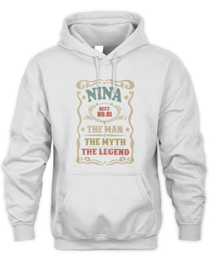 The Man The Myth The Legend Vintage Gold Wine Shirt NINA M1-52 / Unisex Hoodie / white