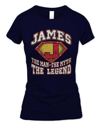 The Man The Myth The Legend Superman Graphic T-Shirt JAMES M1-74 / Women's Standard T-Shirt / navy