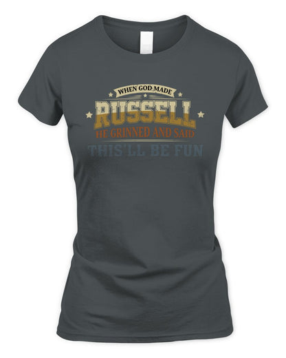 When God Made Your Name Funny Heritage T-Shirt RUSSELL M1-80 / Women's Standard T-Shirt / charcoal