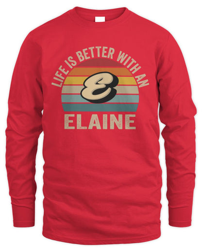 Life Is Better with Name Vintage Sun Shirt ELAINE M1-50 / Men's Long Sleeved T-Shirt / red