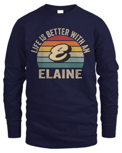 Life Is Better with Name Vintage Sun Shirt ELAINE M1-50 / Men's Long Sleeved T-Shirt / navy