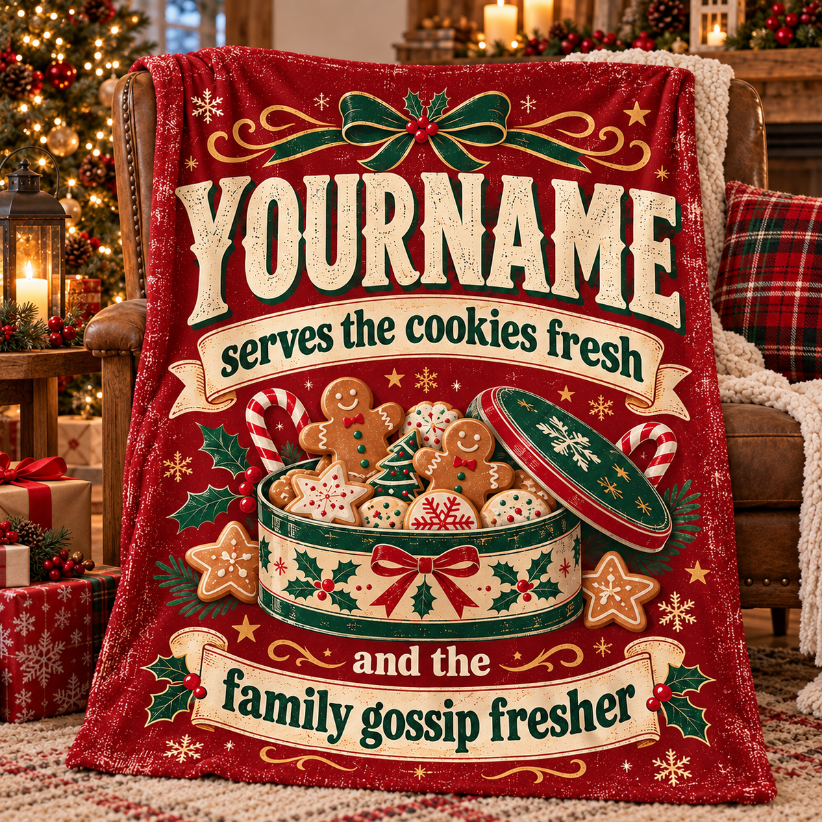 Your Name Servers The Cookies Fresh And The family Gossip Fresher - Personalized Blanket