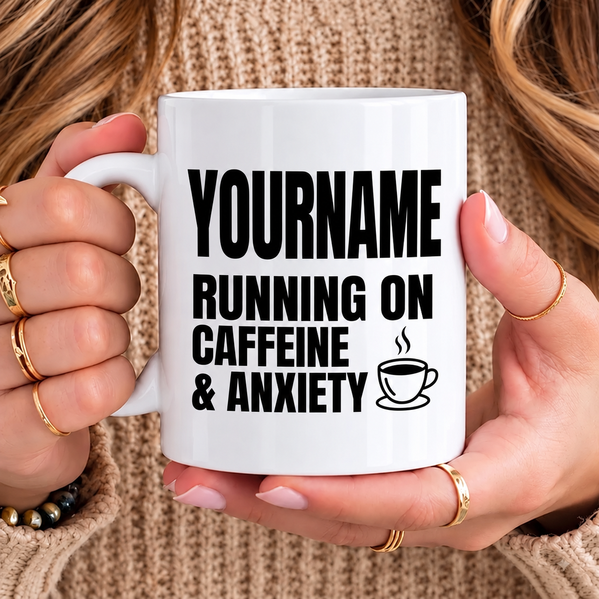 Running On Caffeine & Anxiety - Personalized Mug