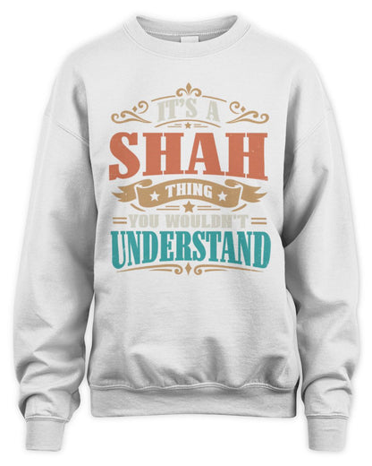 It’s a Name Thing Personalized Retro T-Shirt SHAH M1-47 / Unisex Sweatshirt / white