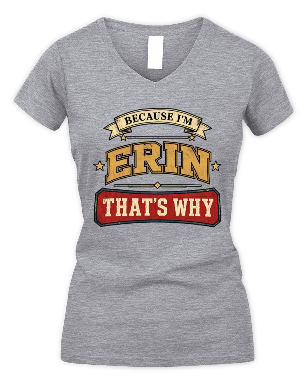 Because I'm Name That's Why Americana T-Shirt ERIN M1-S88 / Women's V-Neck T-Shirt / sport grey